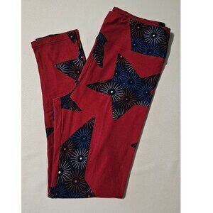 LuLaroe Starburst Red White Blue Leggings OS